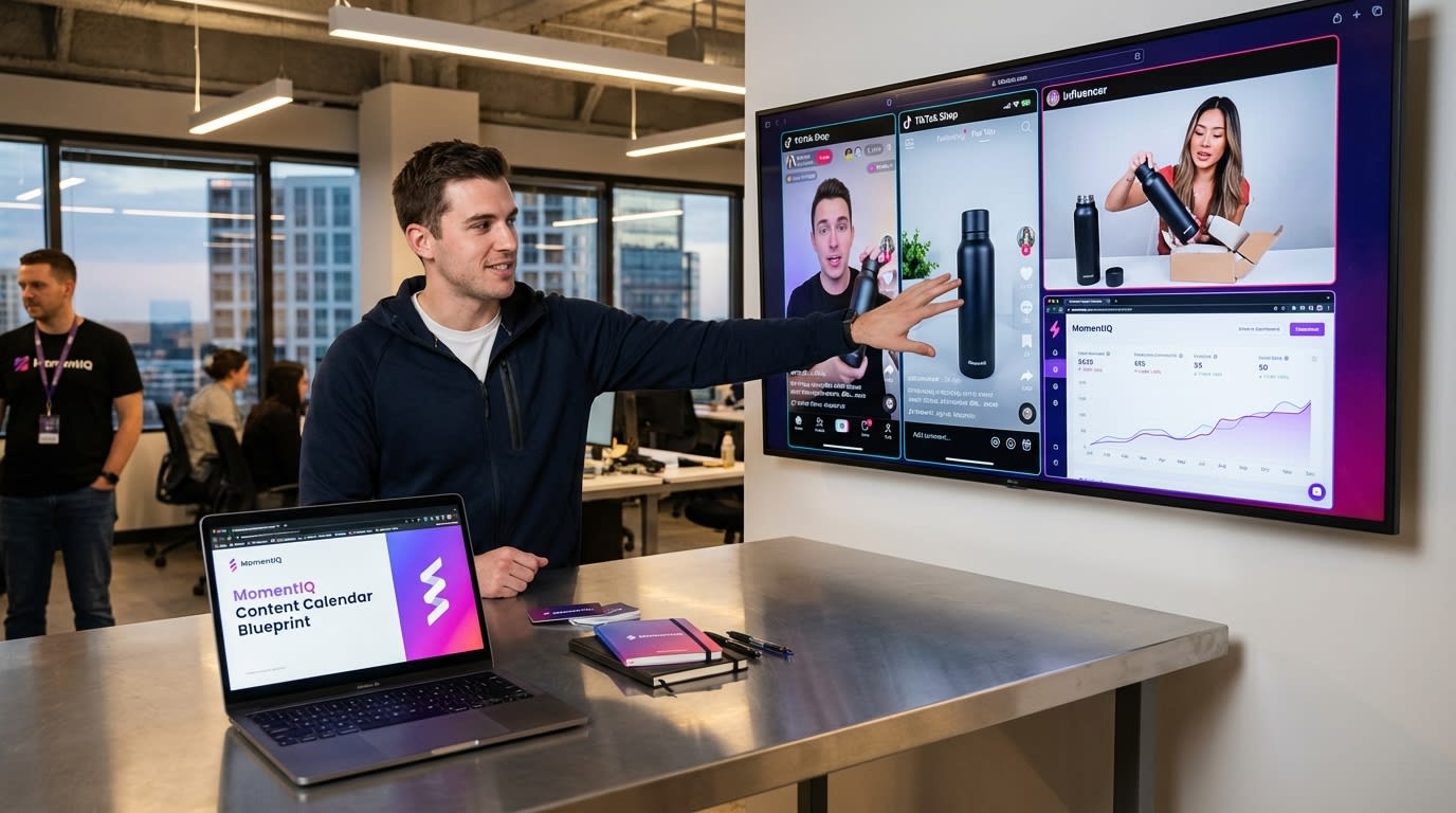 Unified TikTok Shop content streams displayed on a monitor, showing brand, creator, and paid ads