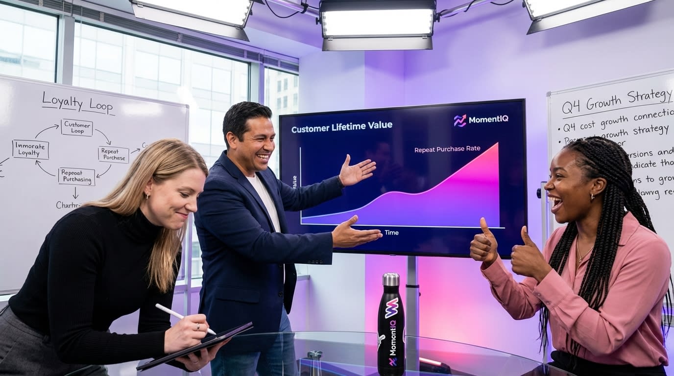 MomentIQ strategists reviewing positive TikTok Shop Customer Lifetime Value and repeat purchase rates