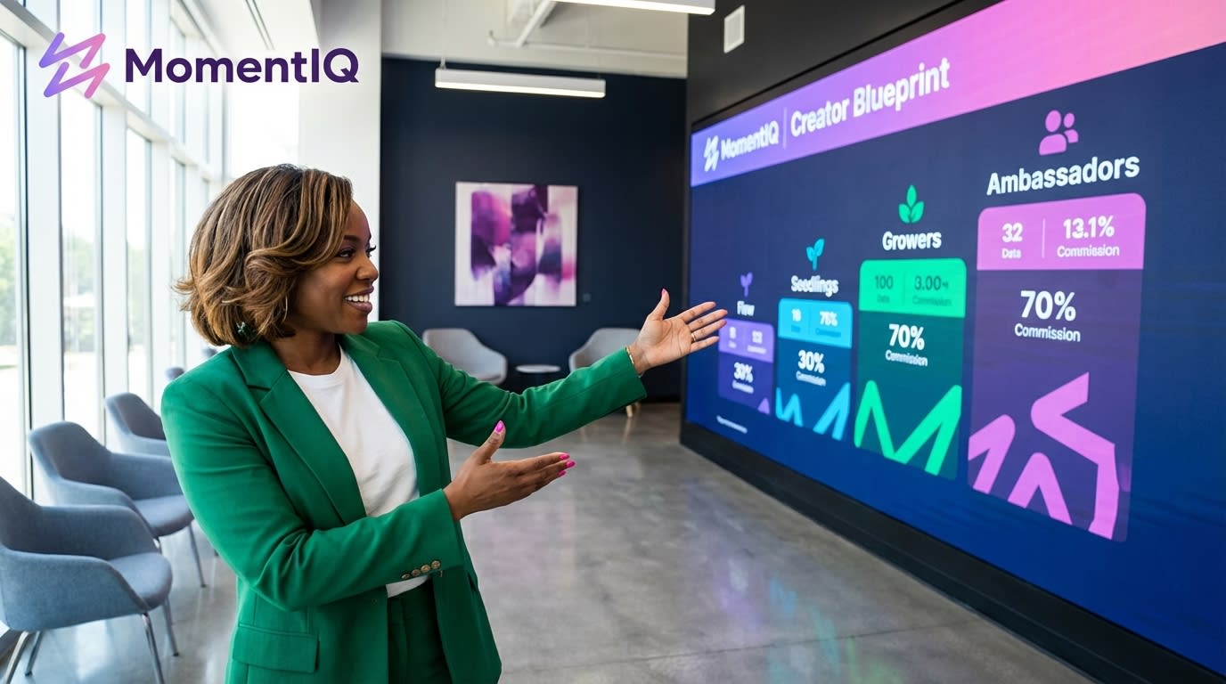 Brand lead confidently presenting a clear, tiered TikTok Shop creator ambassador program structure.