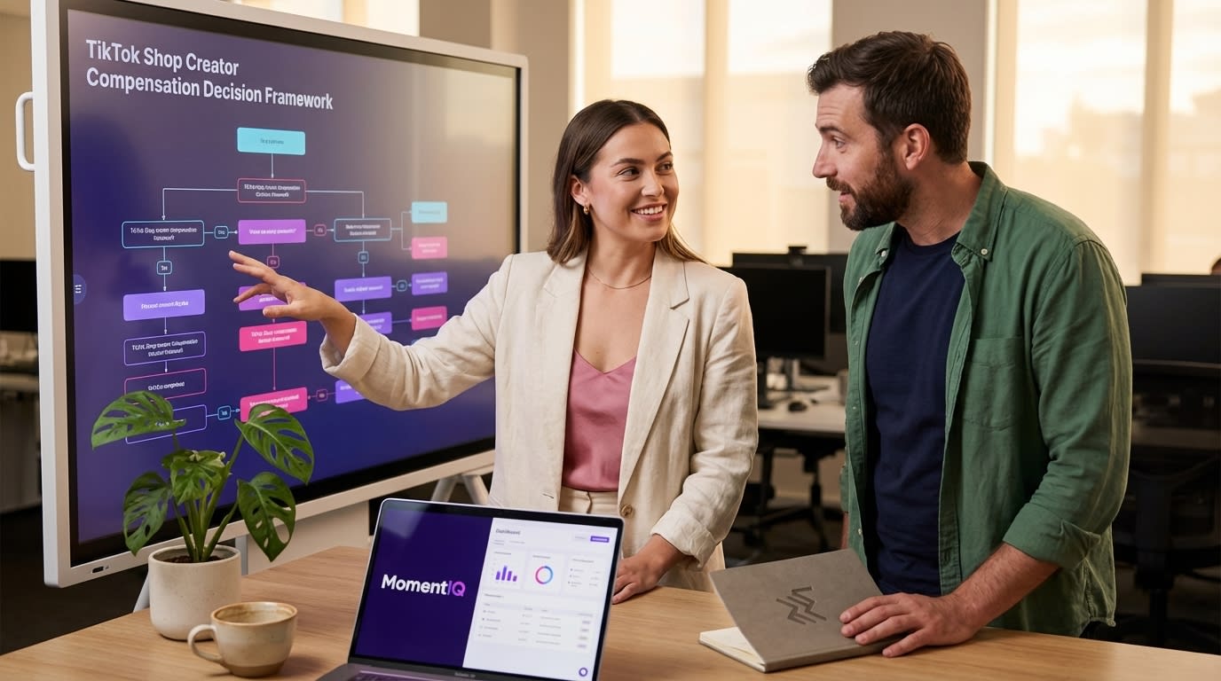 MomentIQ expert guiding a brand owner through a clear TikTok Shop creator compensation decision framework.