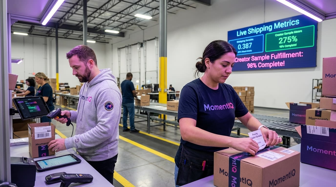 Efficient packing of a priority TikTok Shop creator sample in a branded shipping box