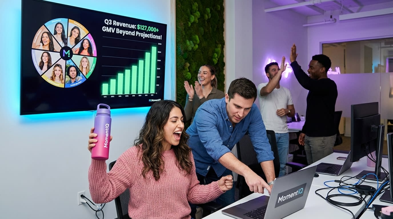 Beauty brand team celebrating record Q3 revenue, crediting their top 8 retained TikTok Shop creators