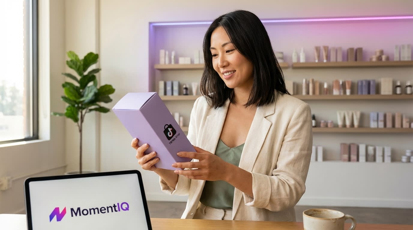 Proud brand owner showcasing a product with the TikTok Shop logo