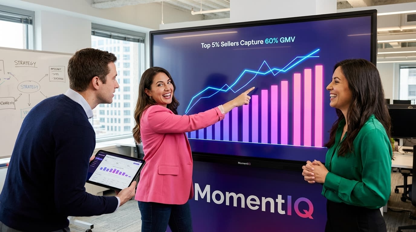 MomentIQ strategists reviewing a positive TikTok Shop growth audit report, offering expert guidance.