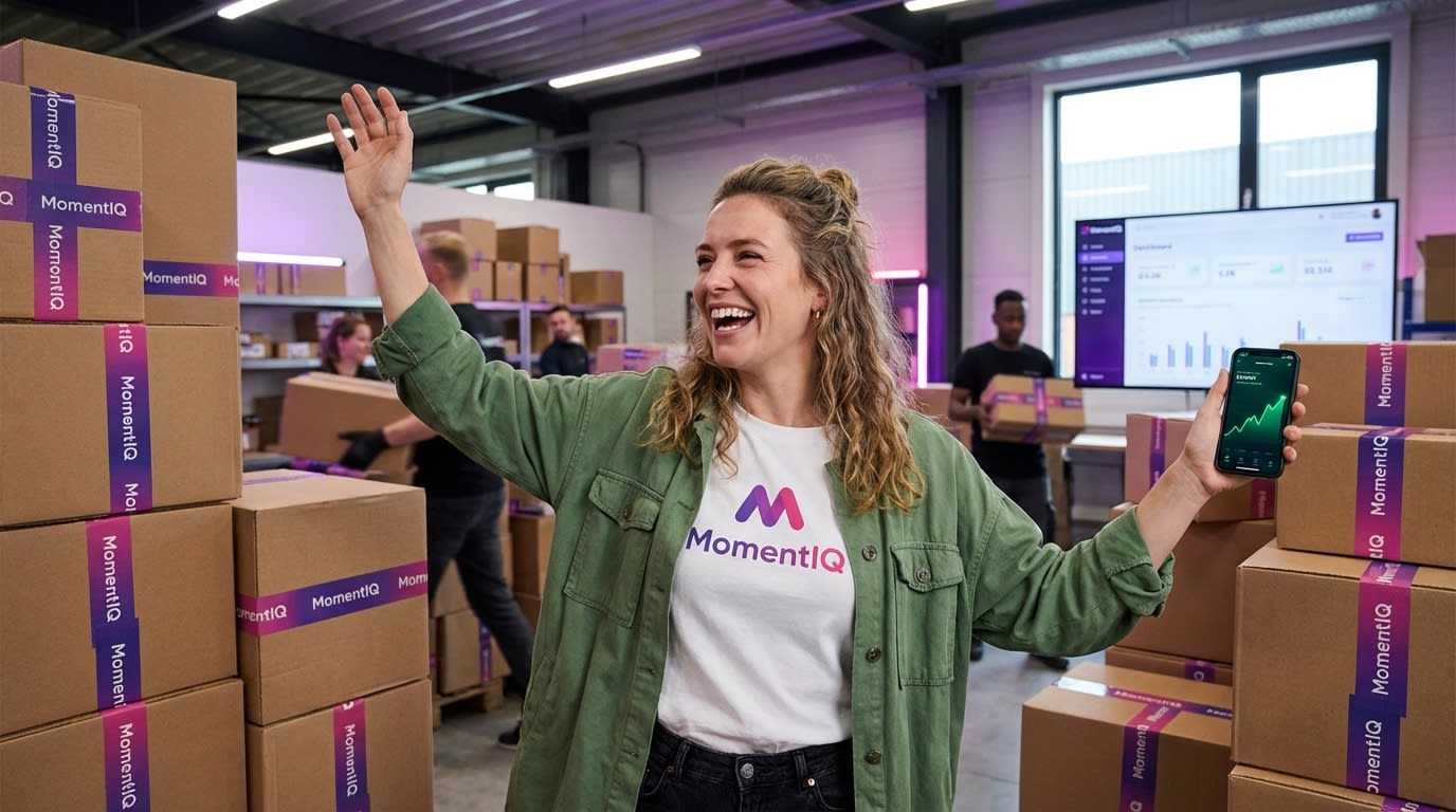 Proud small business owner surrounded by packed TikTok Shop orders, celebrating high order count.