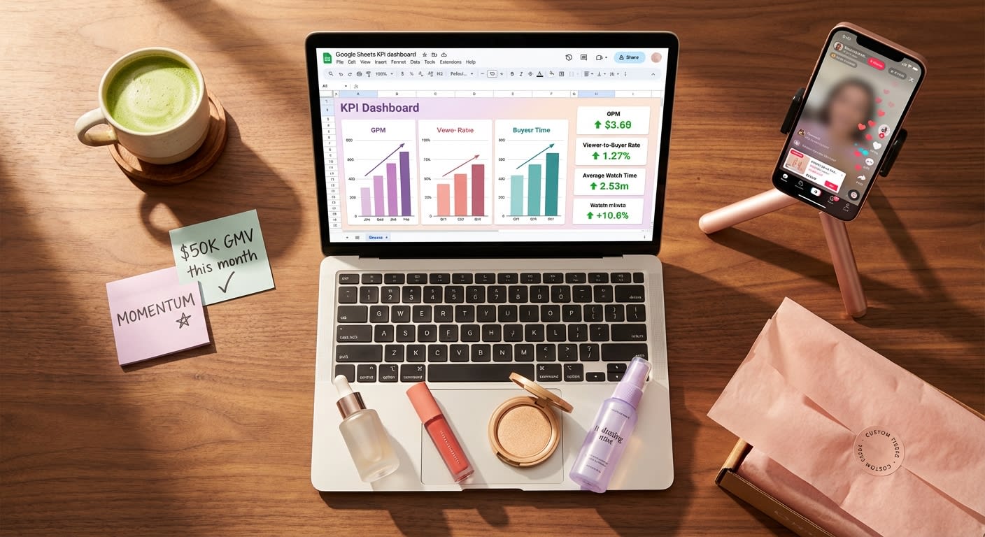 tiktok shop live commerce kpi dashboard how to build a real time analytics comma flat lay of tiktok shop live commerce kp