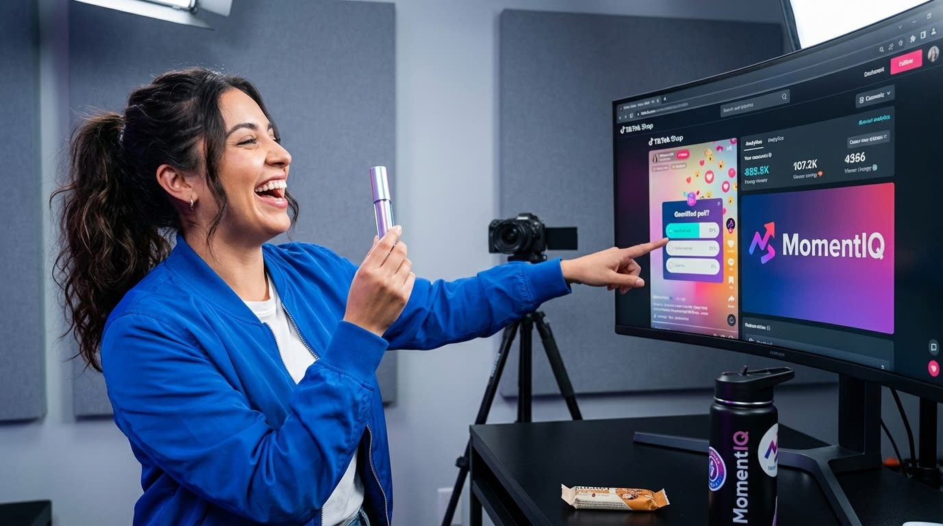 Confident entrepreneur presenting a new product on a TikTok Shop live stream