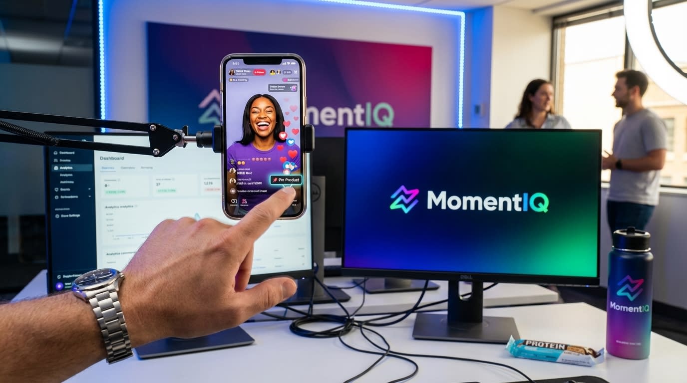 Close-up of active TikTok Shop live stream chat with heart emojis and product pin