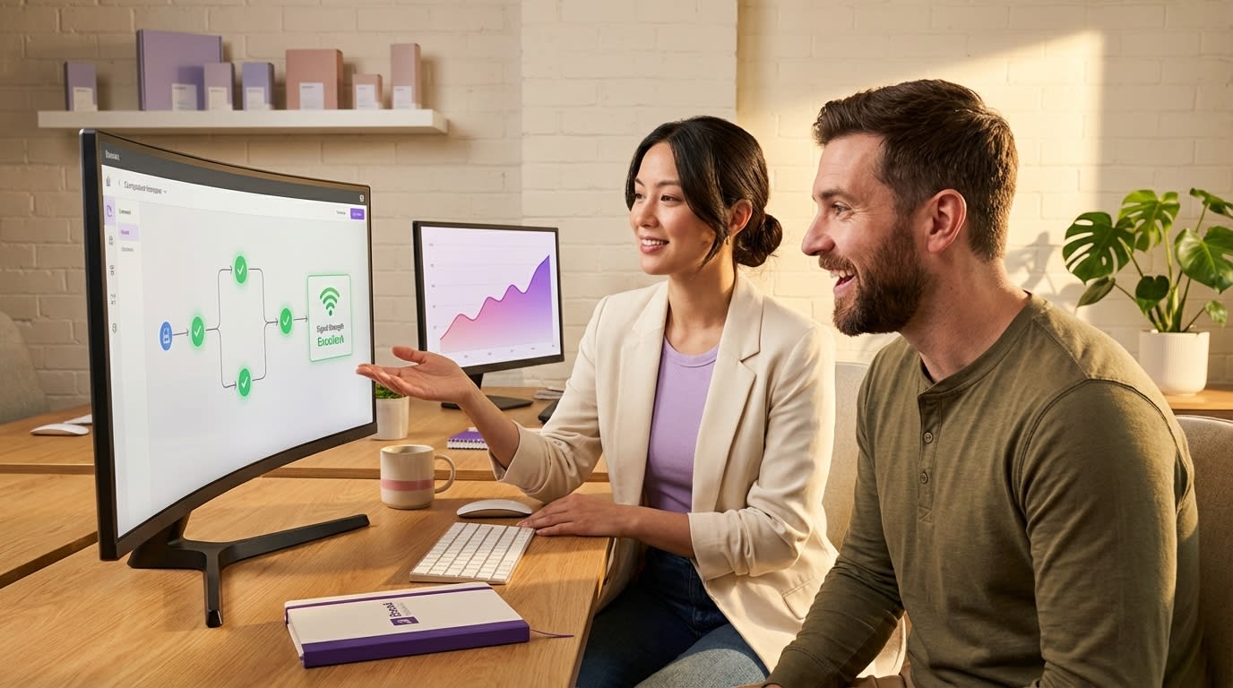 Data analyst guiding brand owner through TikTok Shop pixel diagnostics with excellent signal strength