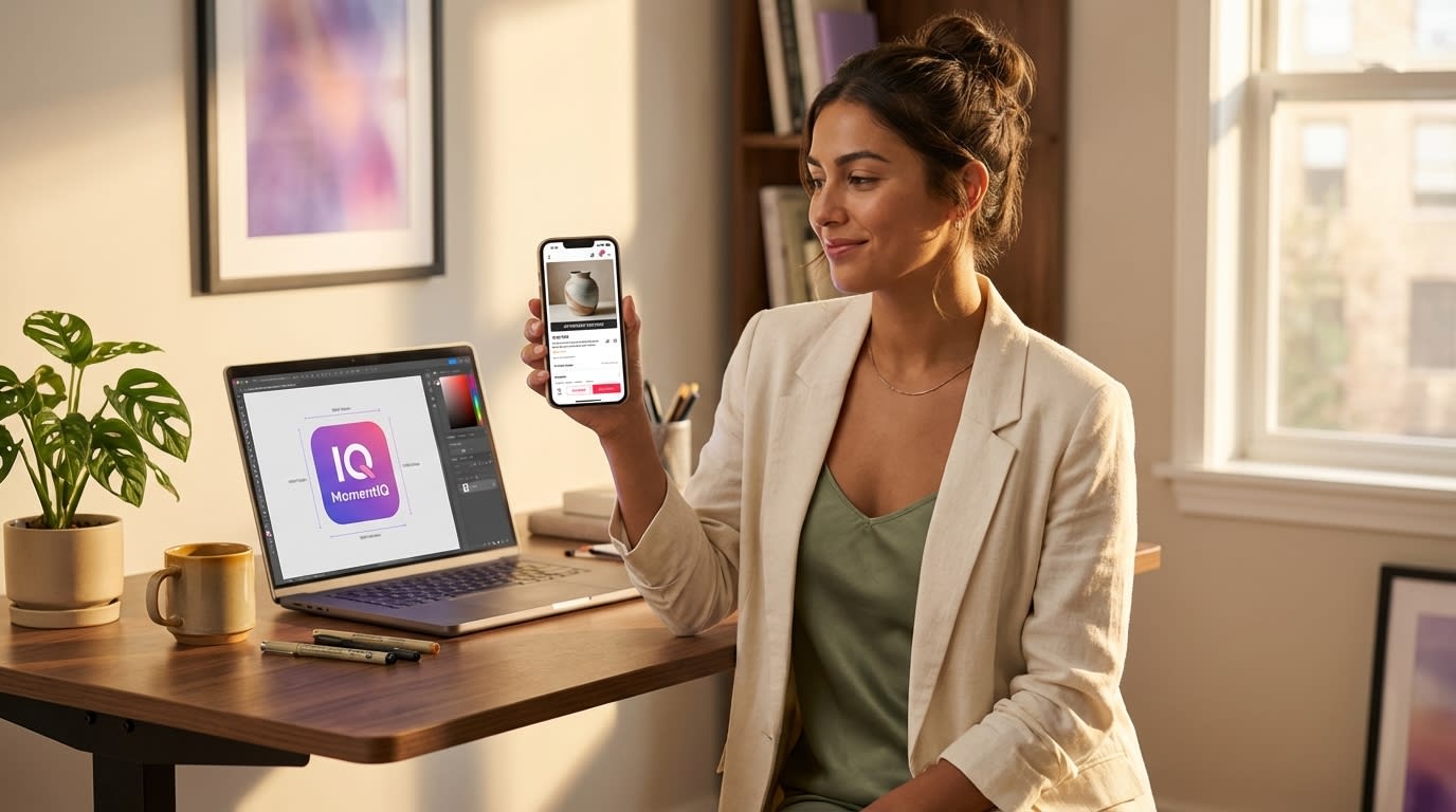 designer smiling showcasing a perfectly