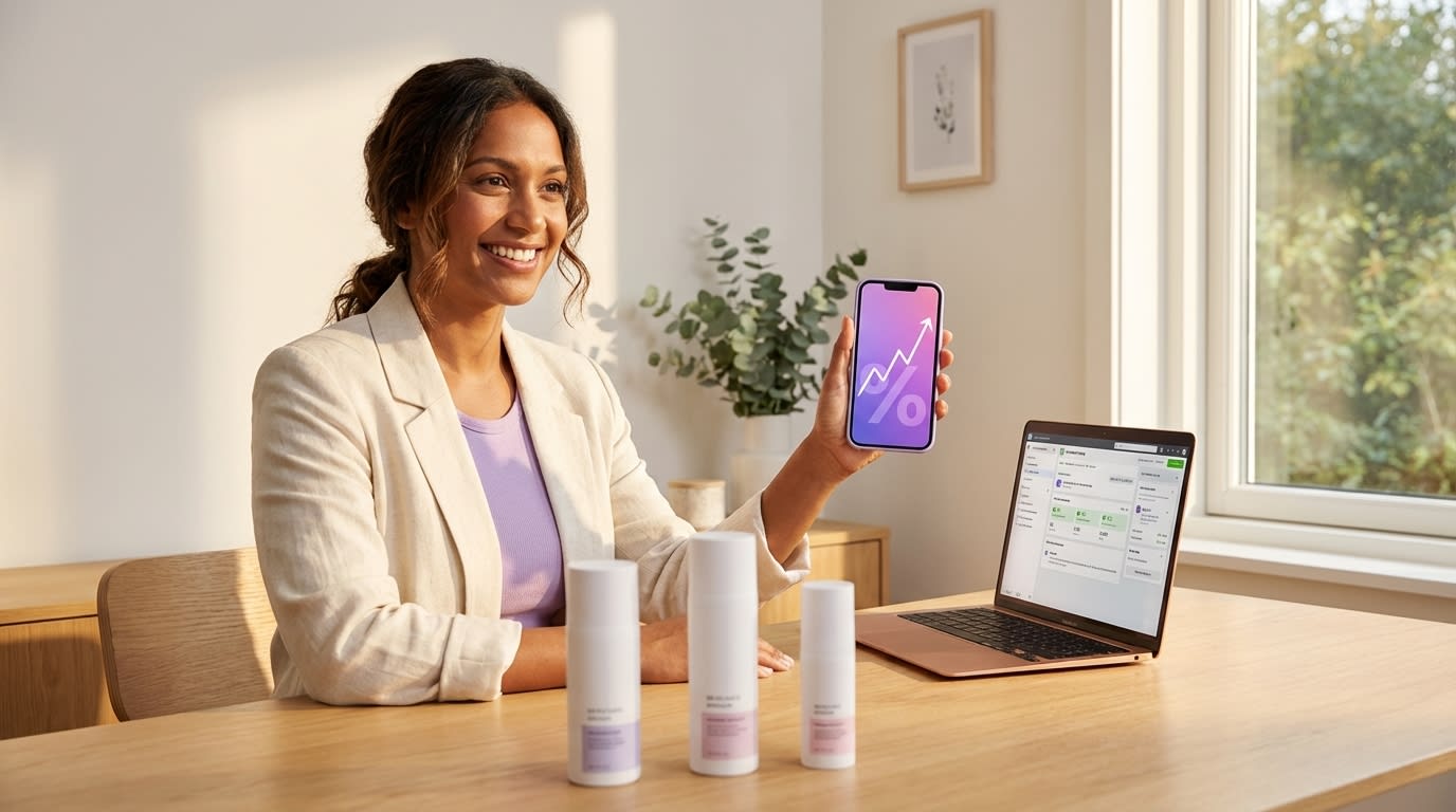 Small business owner proudly showing record TikTok Shop GMV day driven by Spark Ad on organic post