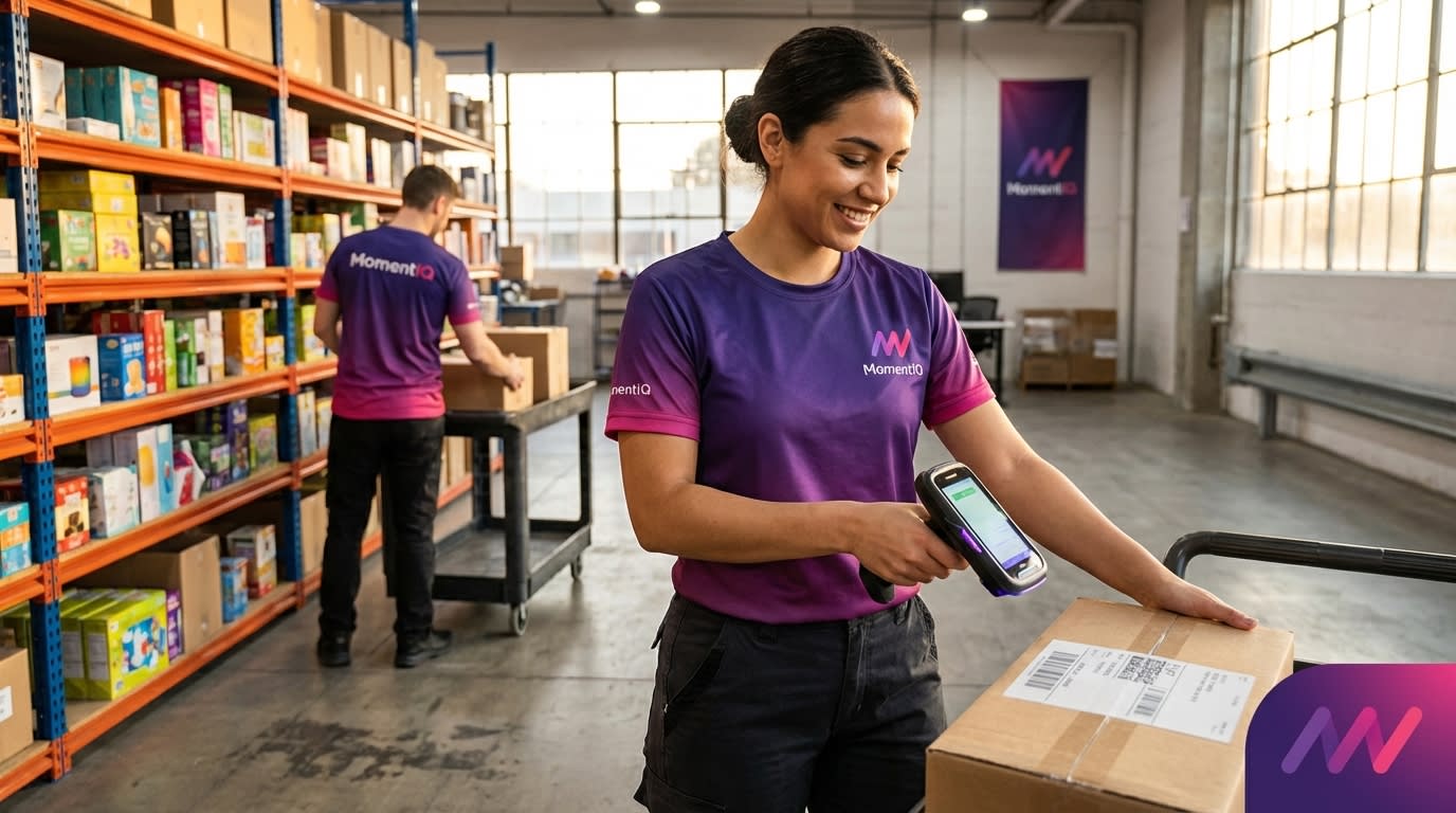 Busy warehouse team member scanning a package for quick TikTok Shop fulfillment