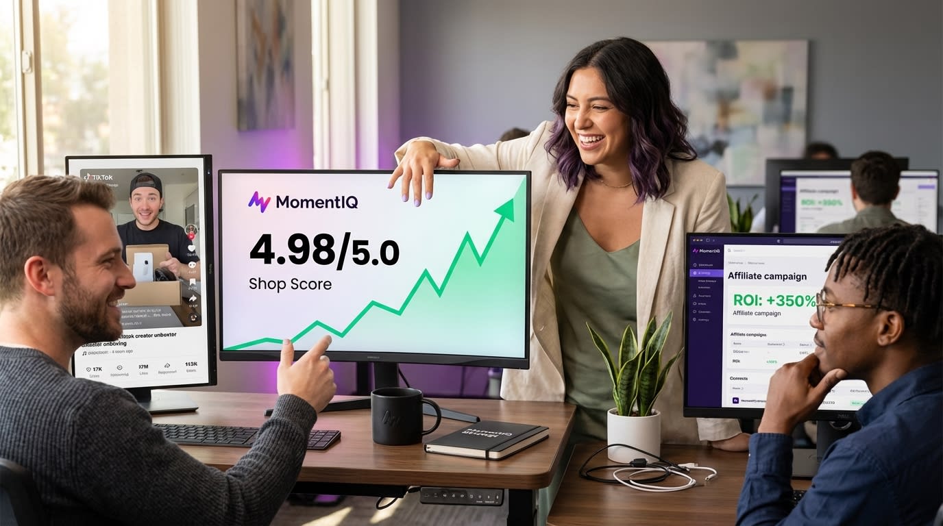 MomentIQ strategists discussing integrated TikTok Shop operational, creative, and affiliate strategies