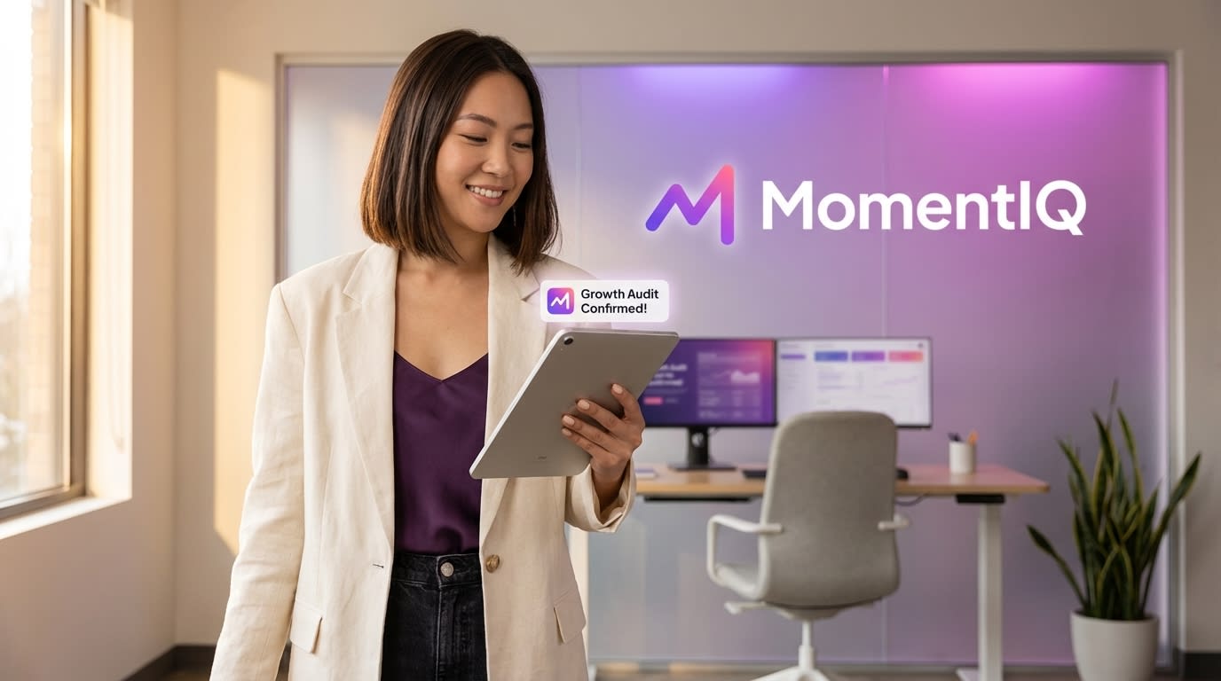 Confident entrepreneur ready to leverage TikTok Shop content with a MomentIQ growth audit.