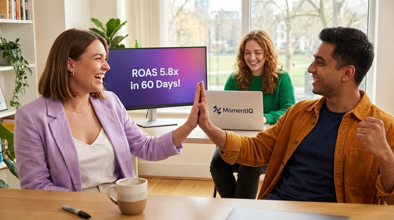 Excited team celebrating a 5.8x ROAS increase for their TikTok Shop campaigns.