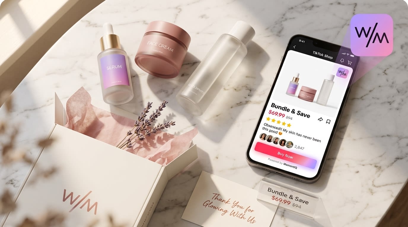 tiktok shop product bundle flat lay with