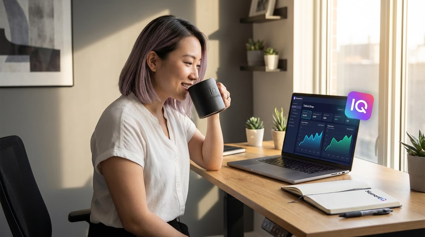 Marketing manager reviewing TikTok Shop customer analytics with a satisfied expression