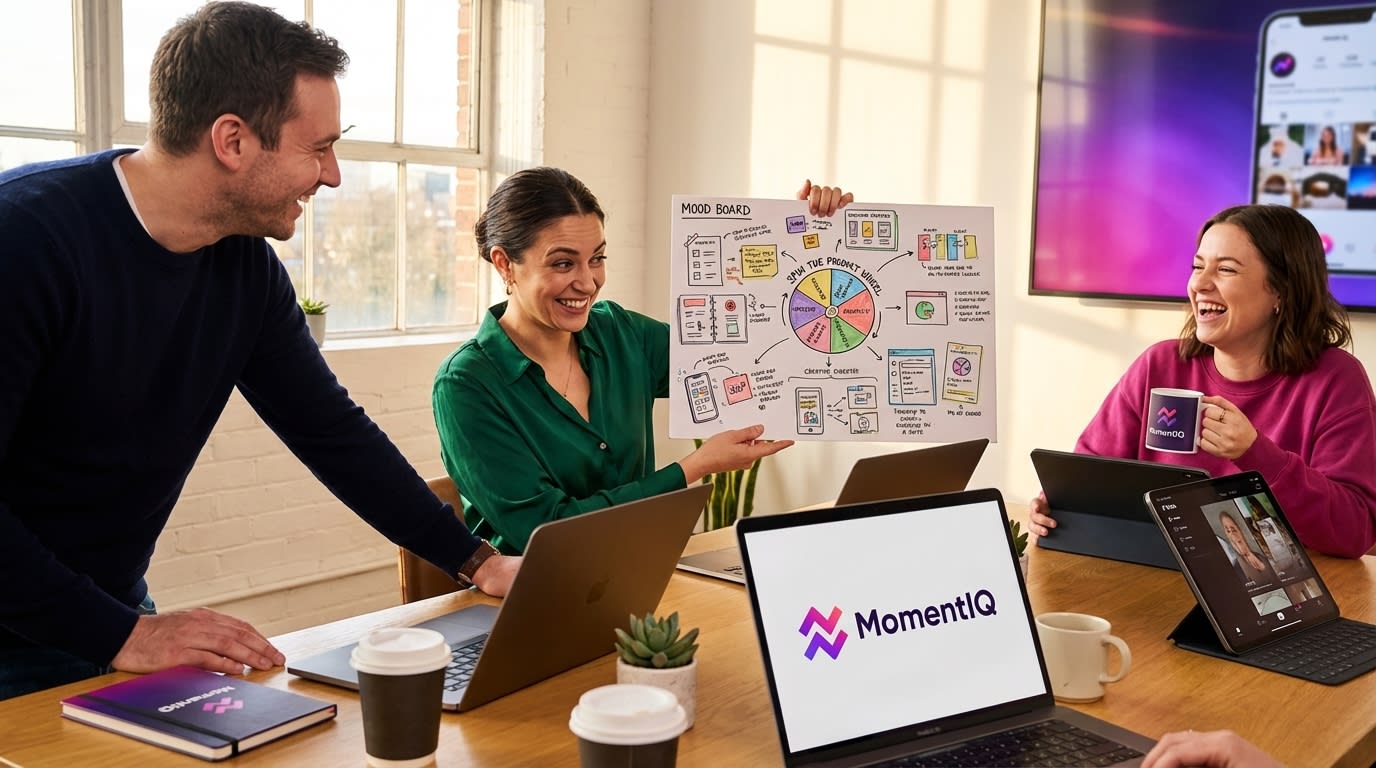 Creative team joyfully brainstorming novel content segments for TikTok Shop live streams.