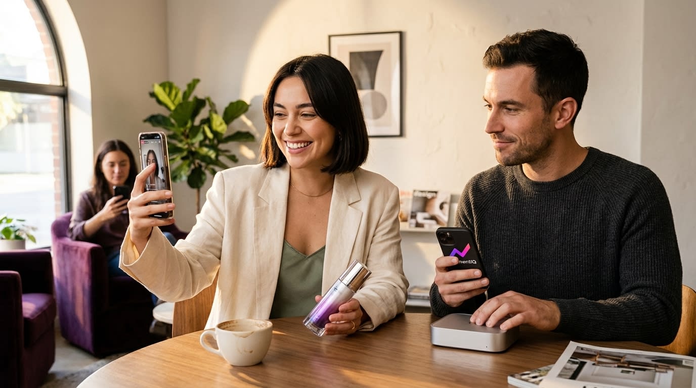Diverse group of happy viewers engaging with a TikTok Shop live stream, symbolizing new audience attraction.