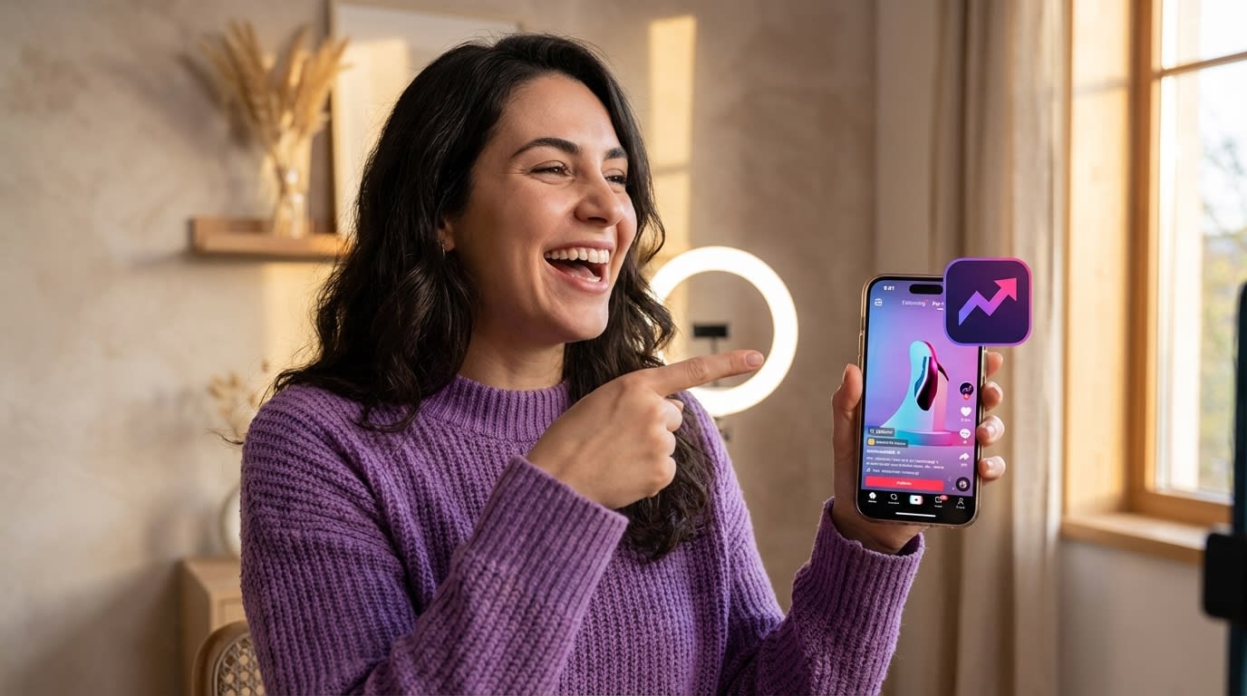 Dynamic shot of a TikTok Shop creator delivering an engaging video hook with a product