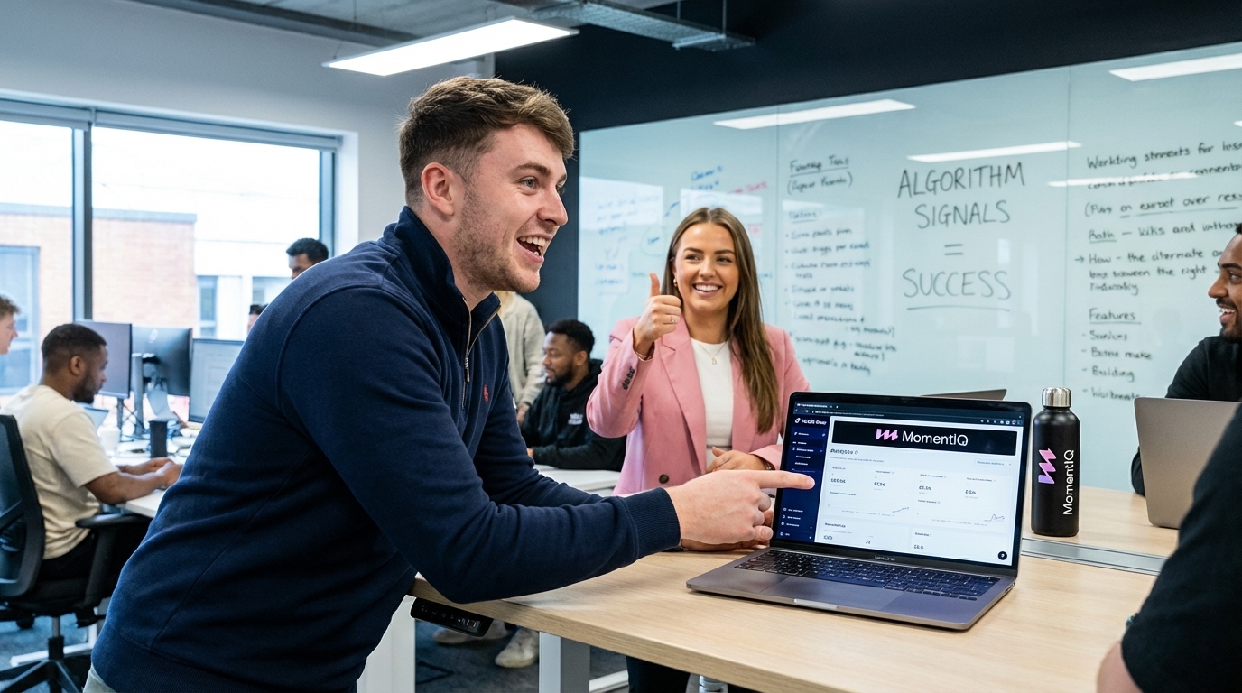 Brand manager optimizing TikTok Shop product description on a laptop, signaling algorithmic success.