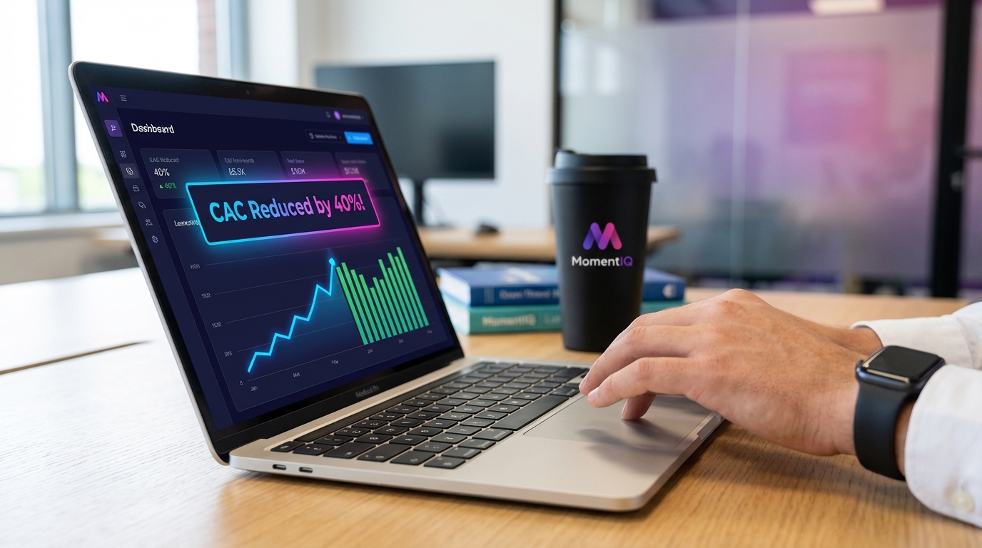 TikTok Shop sales dashboard showing significant revenue growth and a 'CAC Reduced by 40%' notification.