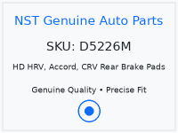 HD HRV, Accord, CRV Rear Brake Pads