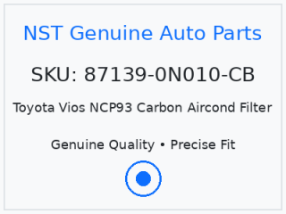 Toyota Vios NCP93 Carbon Aircond Filter