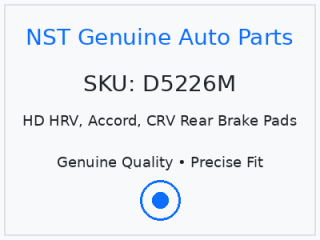 HD HRV, Accord, CRV Rear Brake Pads