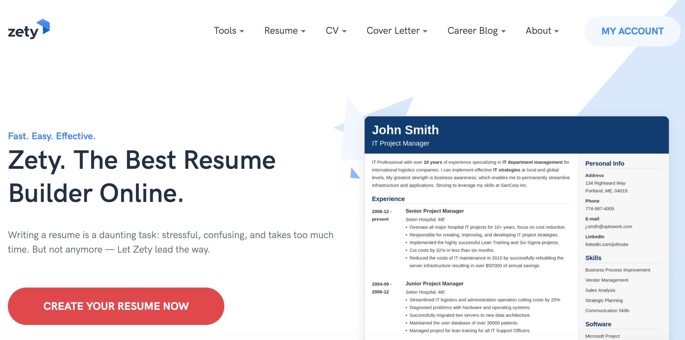 Zety resume builder