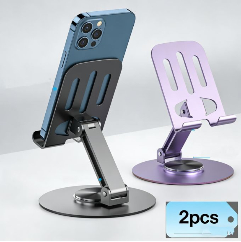 2-Pack All-Metal Phone Stands Phone Holder 360° Rotating – Sturdy, Versatile & Stylish for All Your Devices