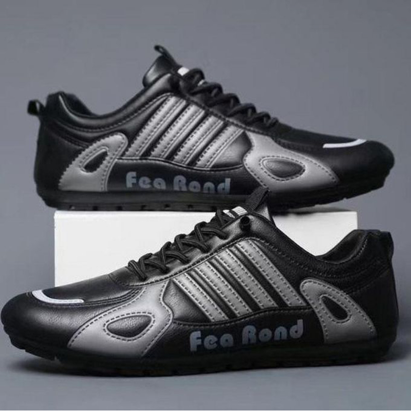 Men's Sports Shoes PU Male Sneakers Trendy Outdoor Shoes - Black