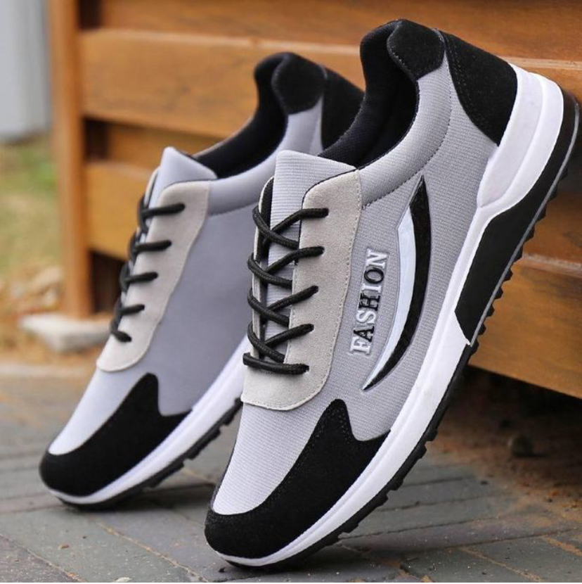 Men's Breathable Comfortable Sneakers Lace Up Hiking Shoes - Gray