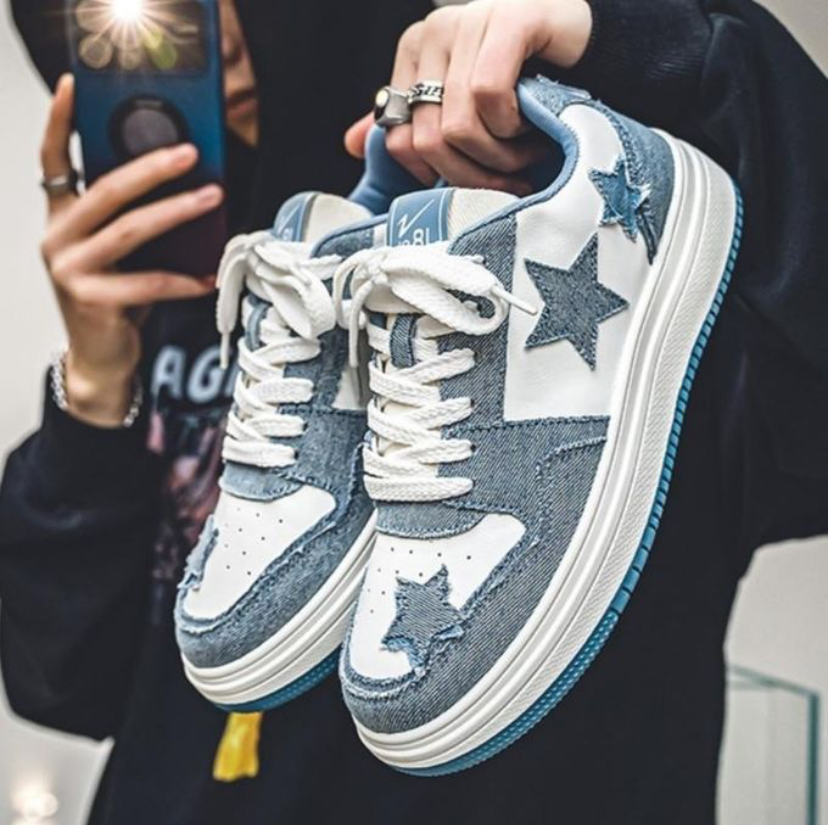 Men's Breathable Sneakers Sports Running Casual Shoes Blue