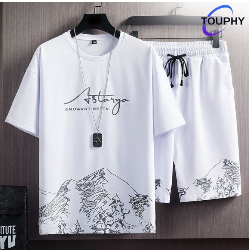 Sports Short Sleeve T-Shirt & Shorts Set - 2 Piece - White