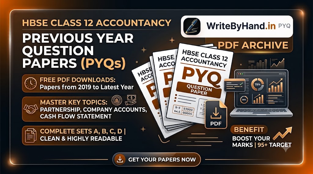 HBSE Class 12 Accountancy Previous Year Question Papers PDF Download Partnership Cash Flow