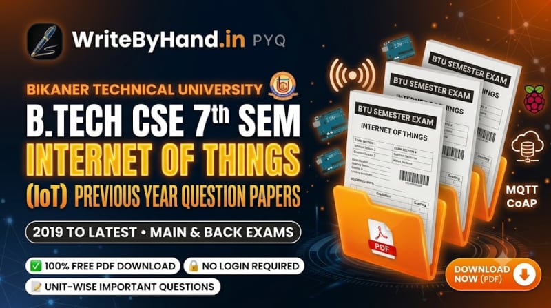 BTU B.Tech CSE 7th Sem Internet of Things (IoT) Previous Year Question Papers PDF Download