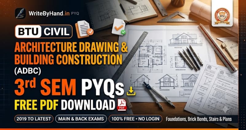BTU Civil 3rd Sem Architecture Drawing and Building Construction Previous Year Question Papers PDF Download