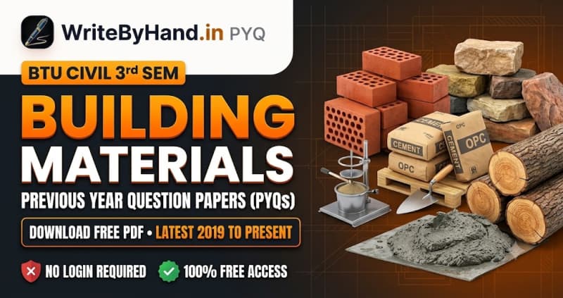 BTU Civil 3rd Sem Building Materials Previous Year Question Papers PDF Download