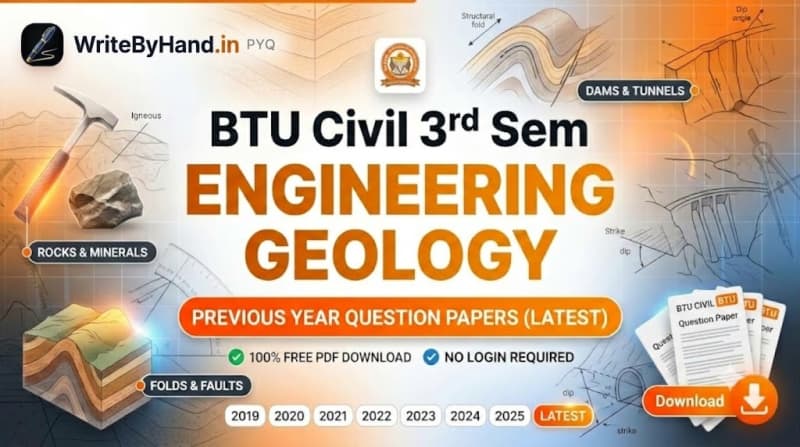 BTU Civil 3rd Sem Engineering Geology Previous Year Question Papers PDF Download