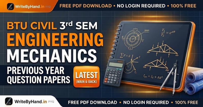 BTU Civil 3rd Sem Engineering Mechanics Previous Year Question Papers PDF Download