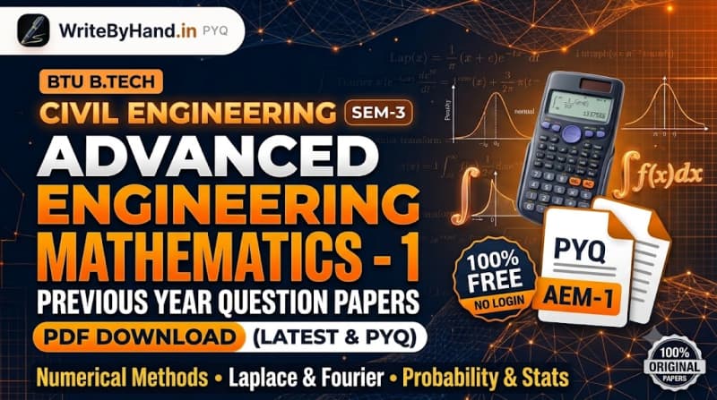 BTU Civil 3rd Sem Advanced Engineering Mathematics 1 Previous Year Question Papers PDF Download