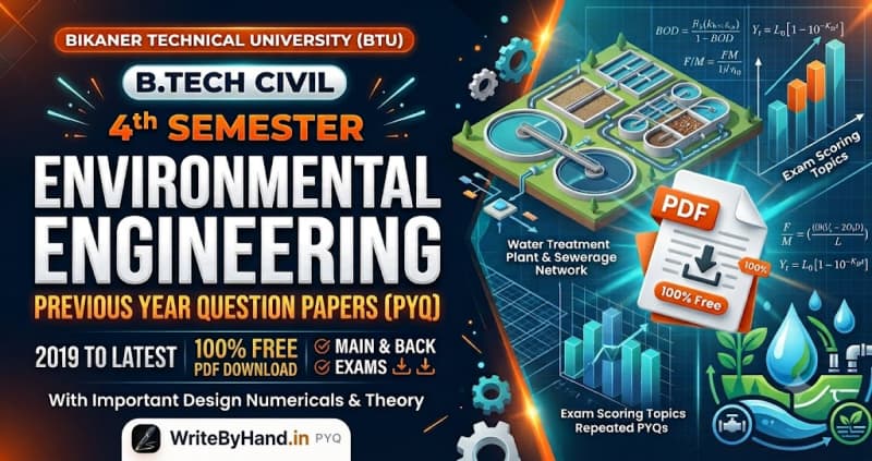 BTU Civil 4th Sem Environmental Engineering Previous Year Question Papers PDF Download