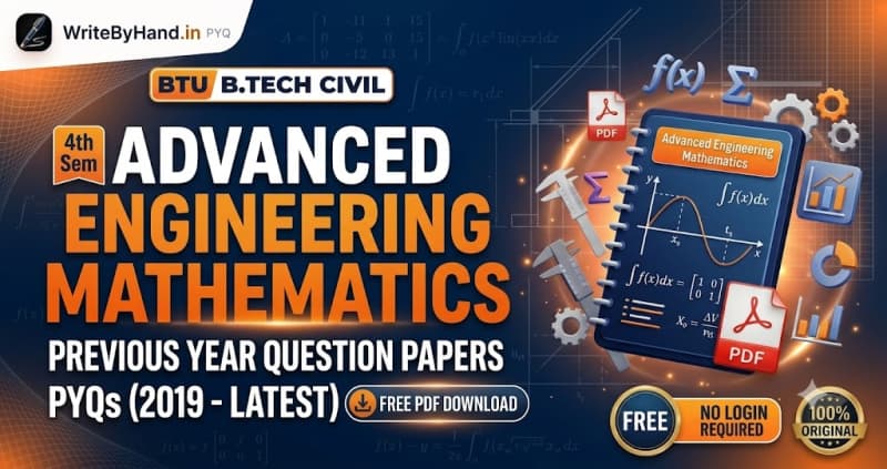 BTU Civil 4th Sem Advanced Engineering Mathematics Previous Year Question Papers PDF Download