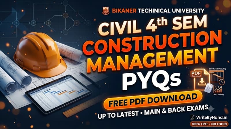 BTU Civil 4th Sem Construction Management Previous Year Question Papers PDF Download