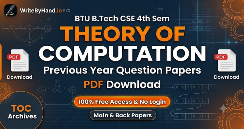 BTU B.Tech CSE 4th Sem Theory of Computation Previous Year Question Papers PDF Download