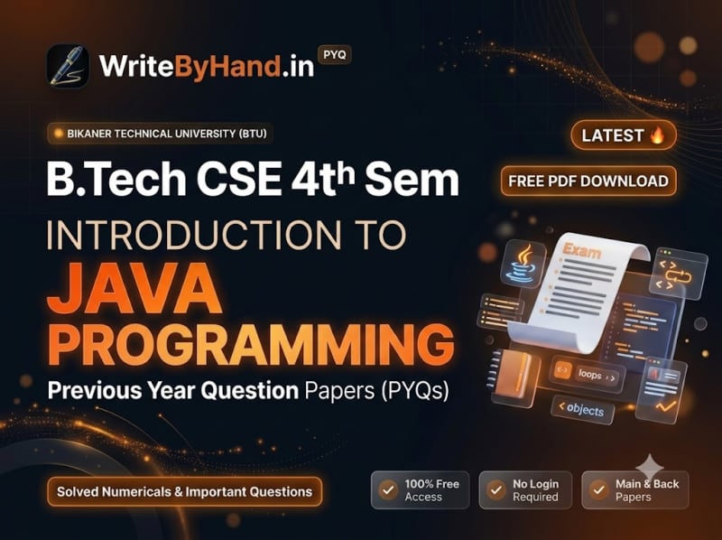 BTU B.Tech CSE 4th Sem Introduction to Java Programming Previous Year Question Papers PDF Download