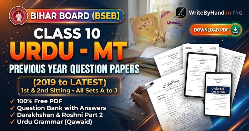 BSEB Class 10 Urdu-MT Previous Year Question Papers PDF Download