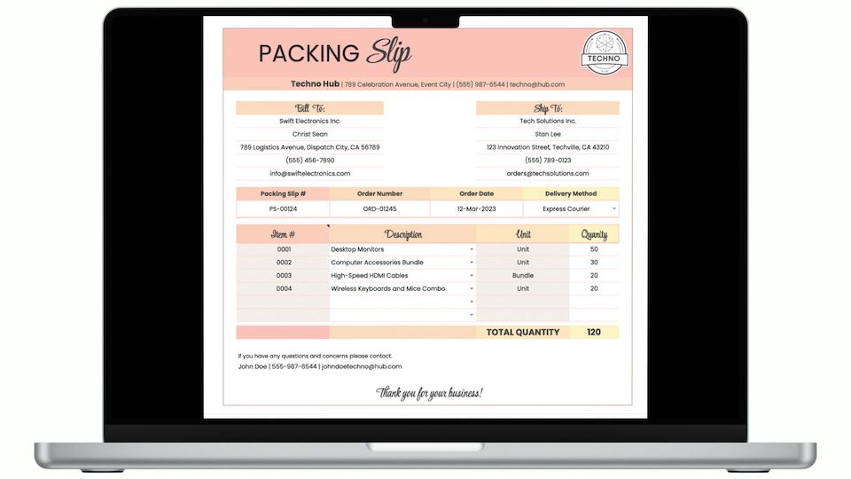 Packing Slip Template