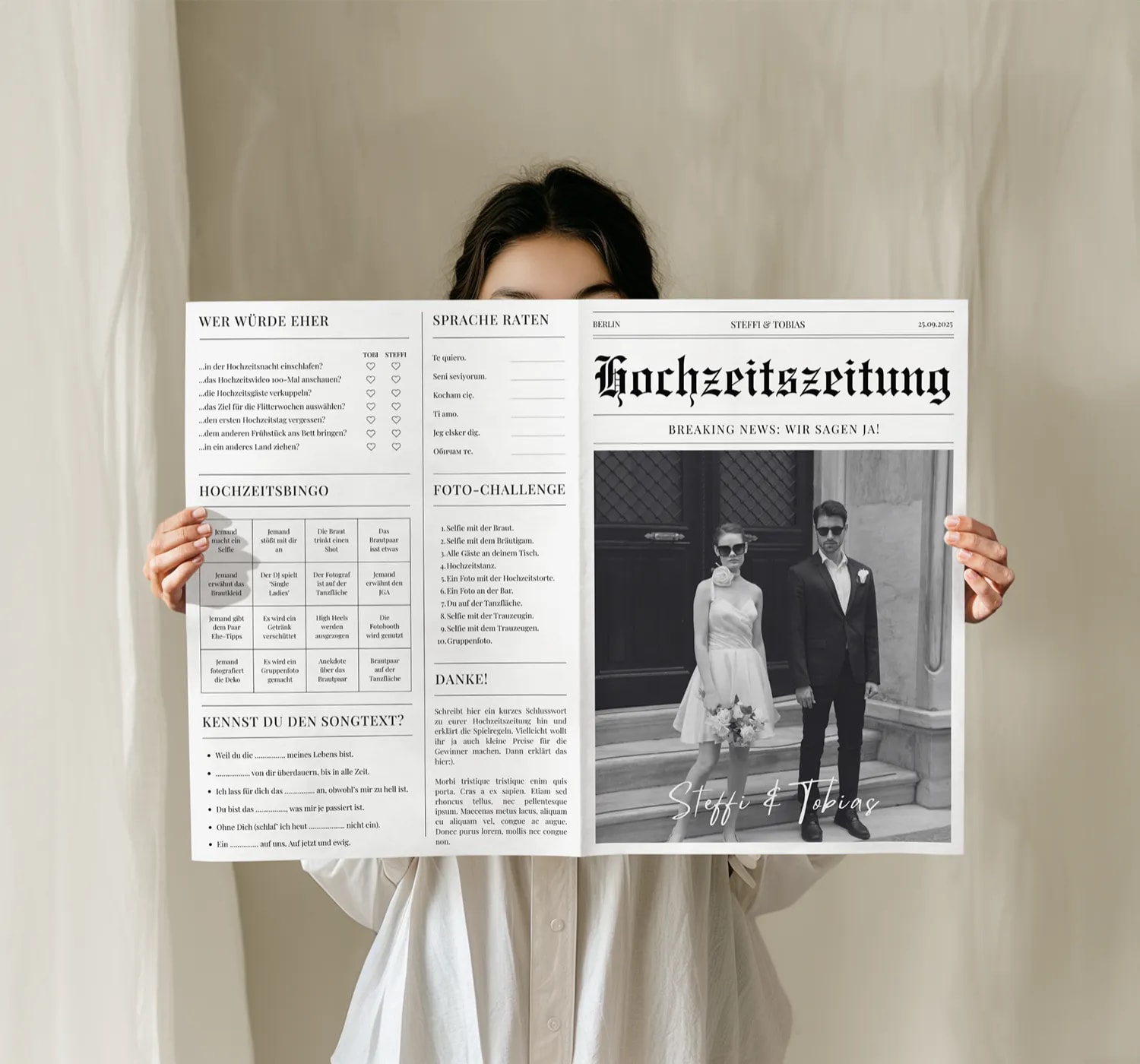 Hochzeitszeitung Vorlage Anleitung und Ideen